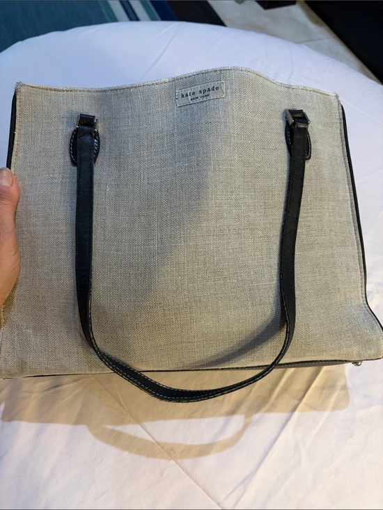 kate spade Handbags - kate spade beige canvas tote with black handles